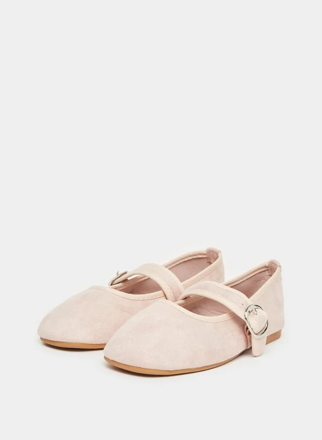 Styli Girls Beige Buckle Ballerinas